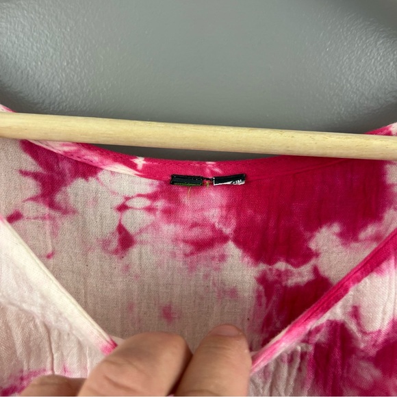 Shannon Passero Crinkle Gauze Pink and White Tie Dye Dress Size XL - Picture 7 of 7